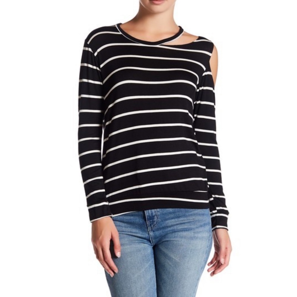 C & C California Striped Cutout Tee